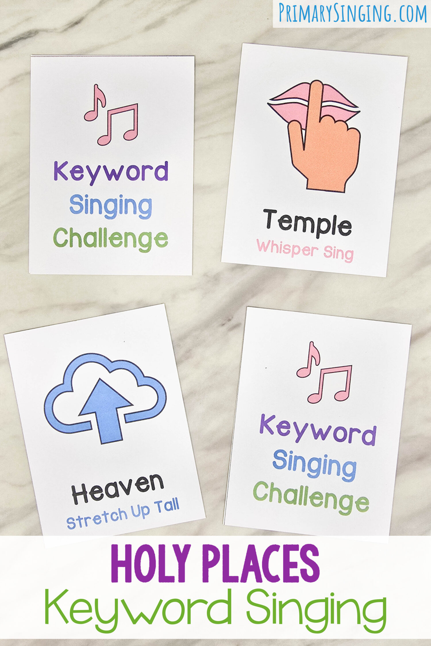 Holy Places Keyword Singing Styles 1 Holy Places Keyword Singing Challenge Singing Time Idea. Pick a singing styles challenge card to decide a fun and unique way to sing through the song. Can you guess what keyword this singing style represents? A fun and unique challenge to review this song or teach it line by line. Printable song helps for LDS Primary Music Leaders.