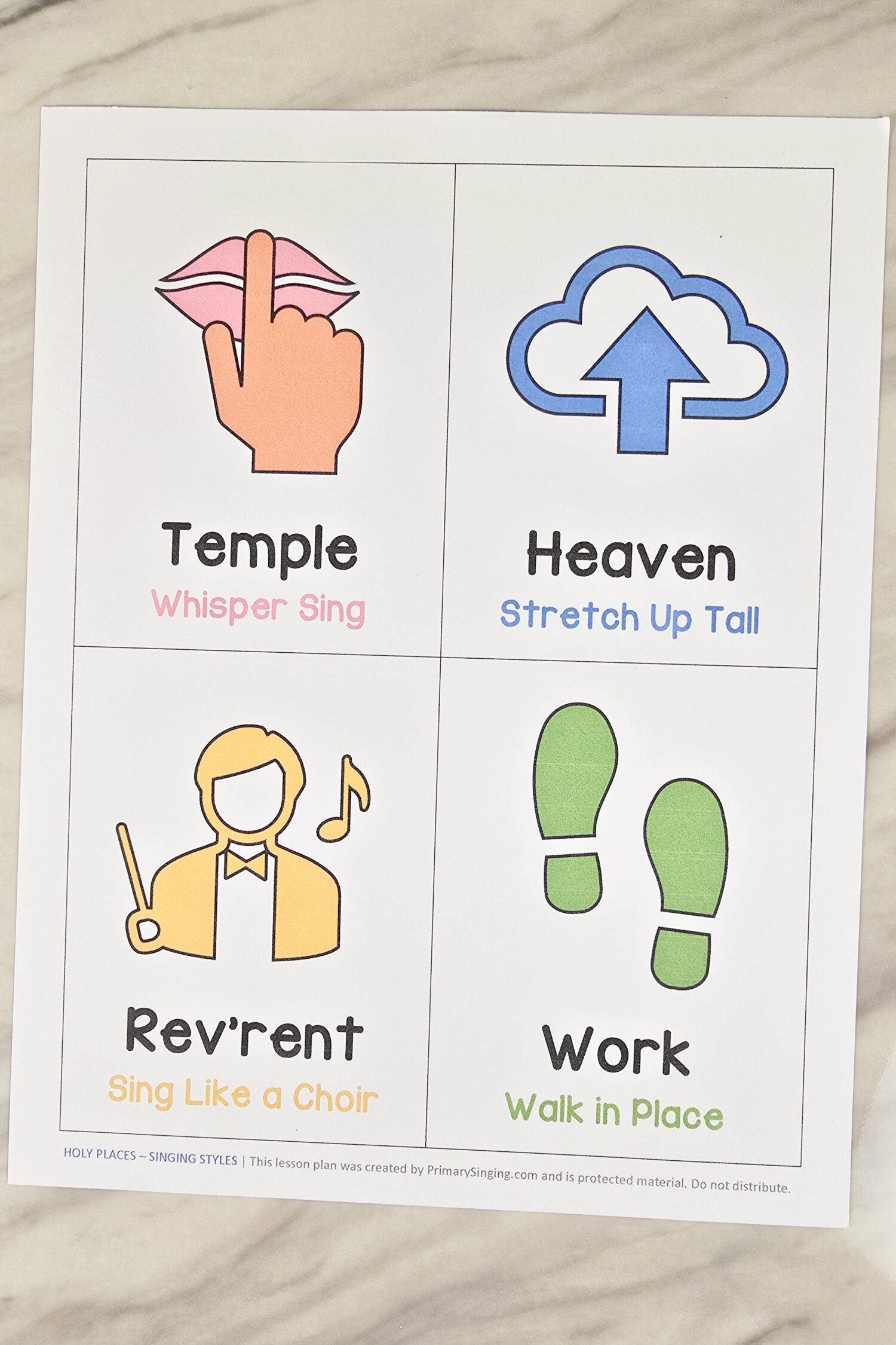 Holy Places Keyword Singing Styles 2 Holy Places Keyword Singing Challenge Singing Time Idea. Pick a singing styles challenge card to decide a fun and unique way to sing through the song. Can you guess what keyword this singing style represents? A fun and unique challenge to review this song or teach it line by line. Printable song helps for LDS Primary Music Leaders.