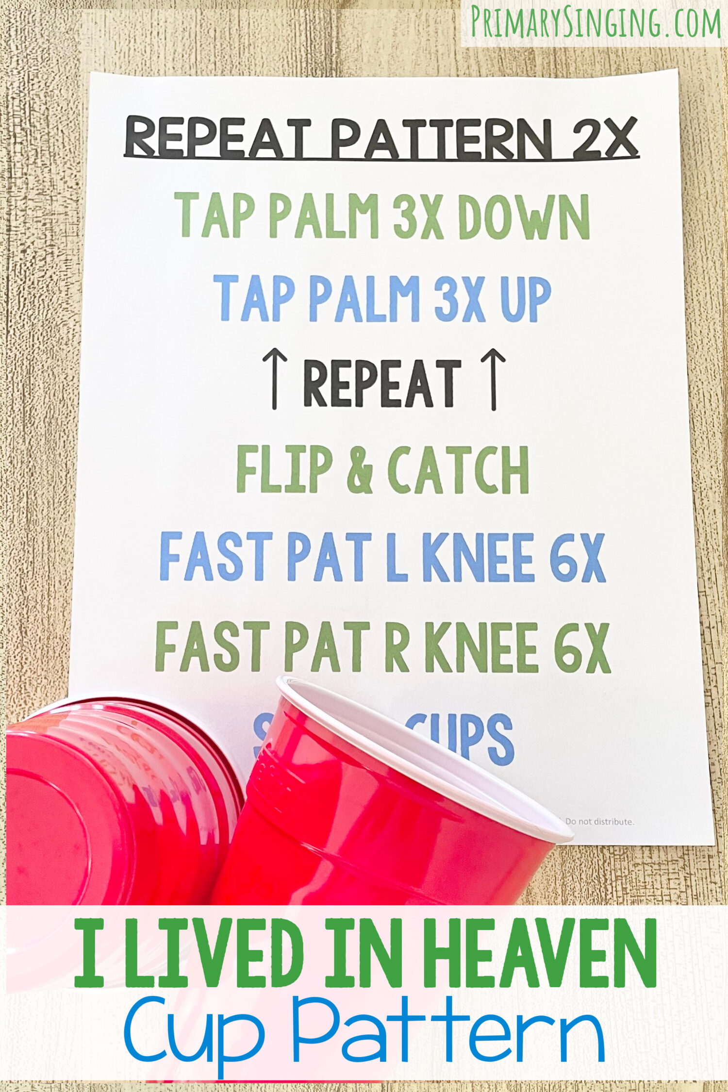 I Lived in Heaven Cup Pattern 1 I Lived in Heaven Cup Pattern - Use this fun living music singing time idea and tap along with this rhythmic cup pattern as you teach this song in primary. Includes printable cup pattern for LDS Primary Music Leaders and families.