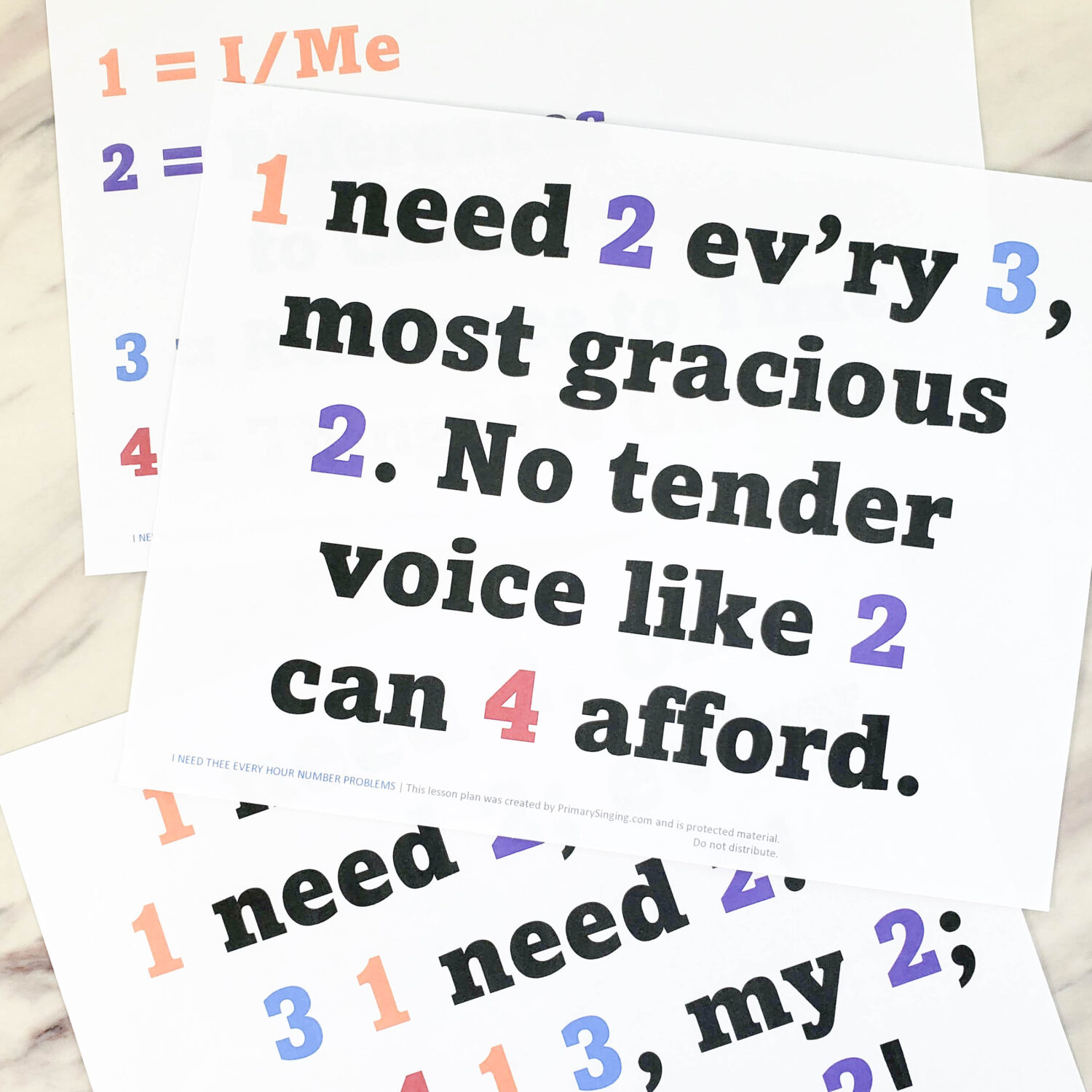 For Such a Time as This Color Code 4 I Need Thee Every Hour Number Problems singing time activity - Can you crack the code in this fun logical lesson plan. What does each of the numbers represent? Plus fun actions to add. Easy singing time activity for LDS Primary music leaders.