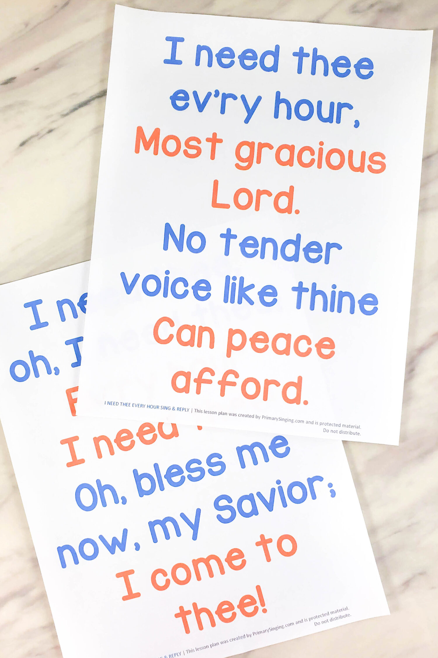 I Need Thee Every Hour Sing & Reply 2 I Need Thee Every Hour Sing & Reply - Use this fun activity to divide up the singing between two equal groups and go back and forth between singing every other word, phrase, line, or verse. A fun and easy singing time activity for LDS Primary music leaders.