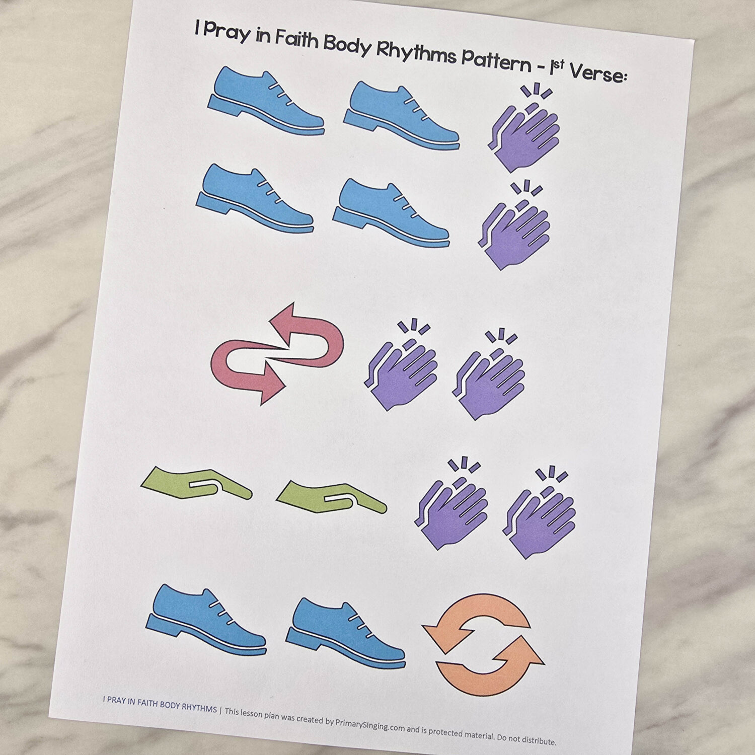 15 I Pray in Faith Singing Time Ideas 5 I Pray in Faith Body Rhythms - Try this fun body rhythms pattern with simple movements for each line of this primary song! Includes printable song helps for LDS Primary Music Leaders.