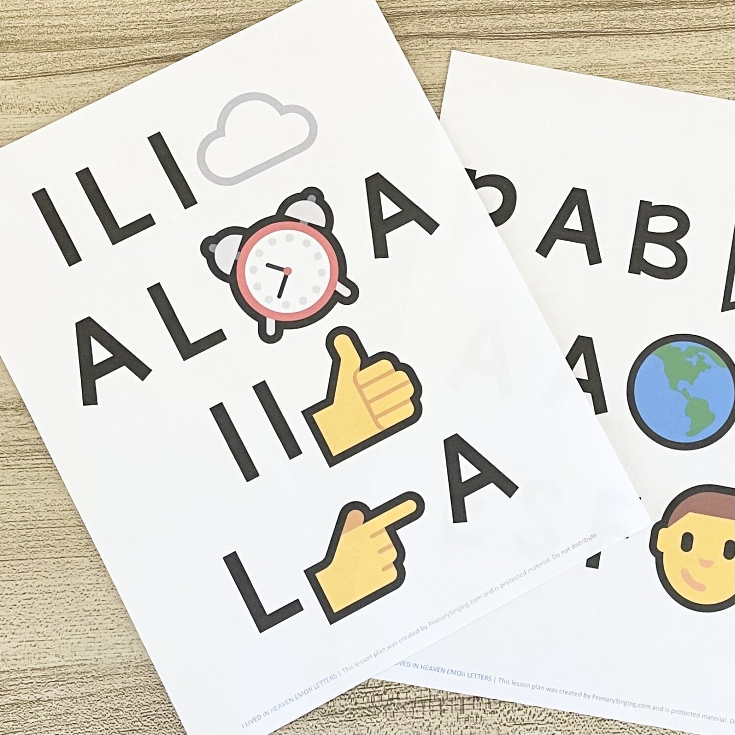 The Hearts of the Children Emoji Letters 6 I Lived in Heaven Emoji Letters - Solve this code using emojis and first letters for a fun way to challenge your primary children while teaching this Come Follow Me Old Testament song for LDS Primary Music Leaders and families.