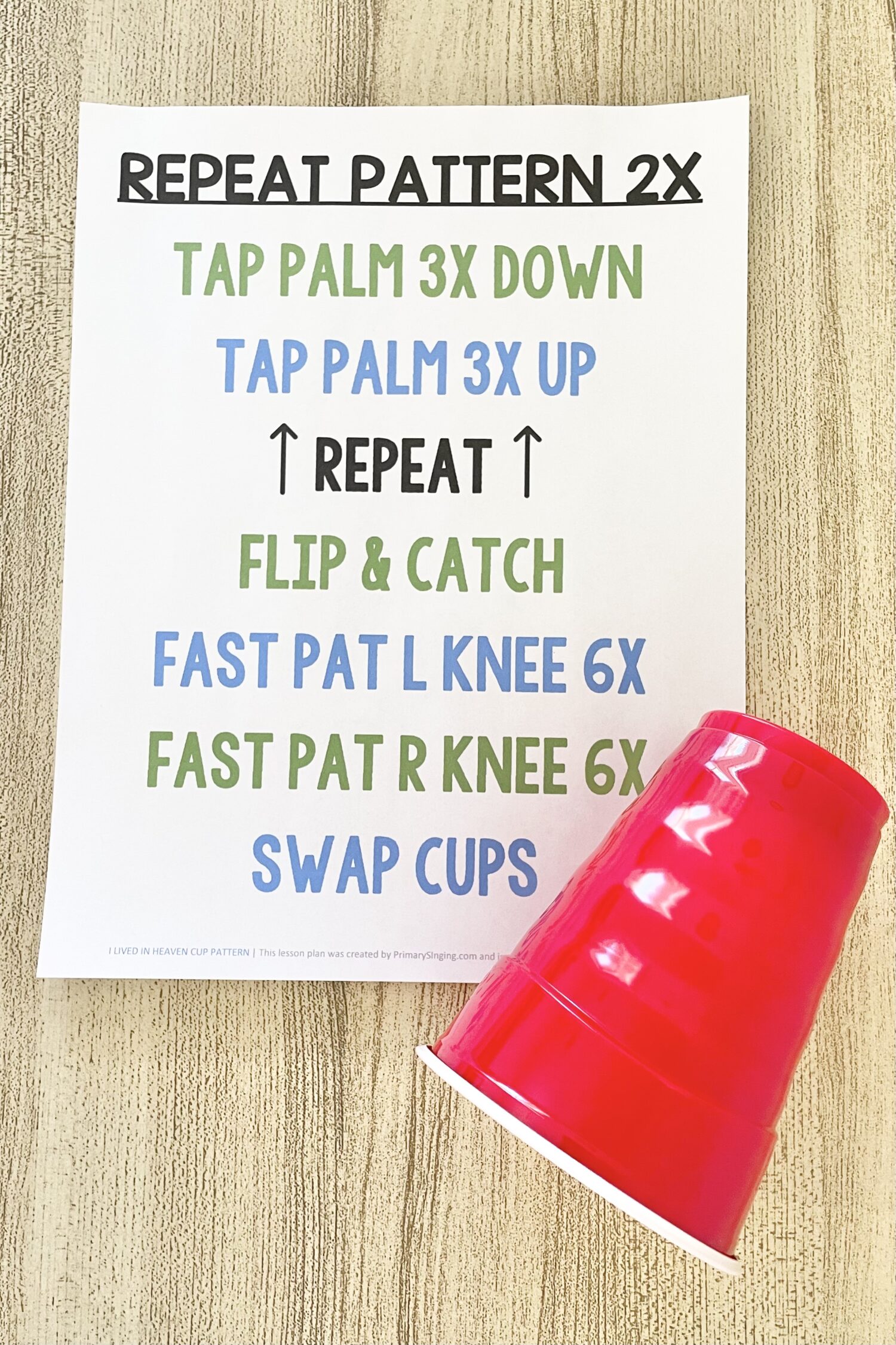 I Lived in Heaven Cup Pattern 2 I Lived in Heaven Cup Pattern - Use this fun living music singing time idea and tap along with this rhythmic cup pattern as you teach this song in primary. Includes printable cup pattern for LDS Primary Music Leaders and families.