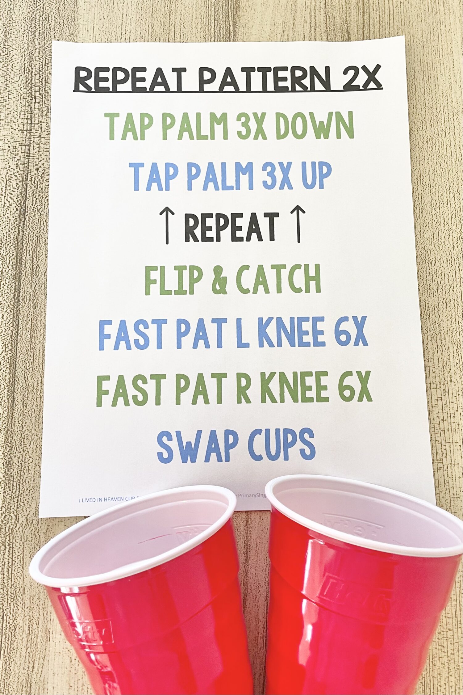 I Lived in Heaven Cup Pattern 5 I Lived in Heaven Cup Pattern - Use this fun living music singing time idea and tap along with this rhythmic cup pattern as you teach this song in primary. Includes printable cup pattern for LDS Primary Music Leaders and families.