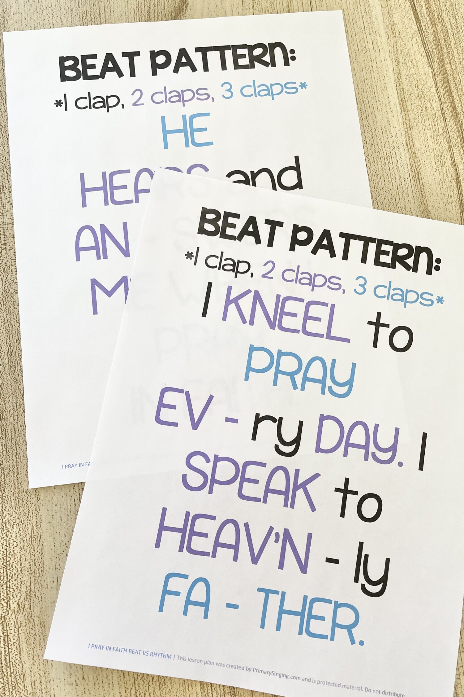 I Pray in Faith Beat VS Rhythm - Compare beat and rhythm using body percussion for a neat way to review this Come Follow Me Old Testament primary song with printable song helps for LDS Primary Music Leaders and families.