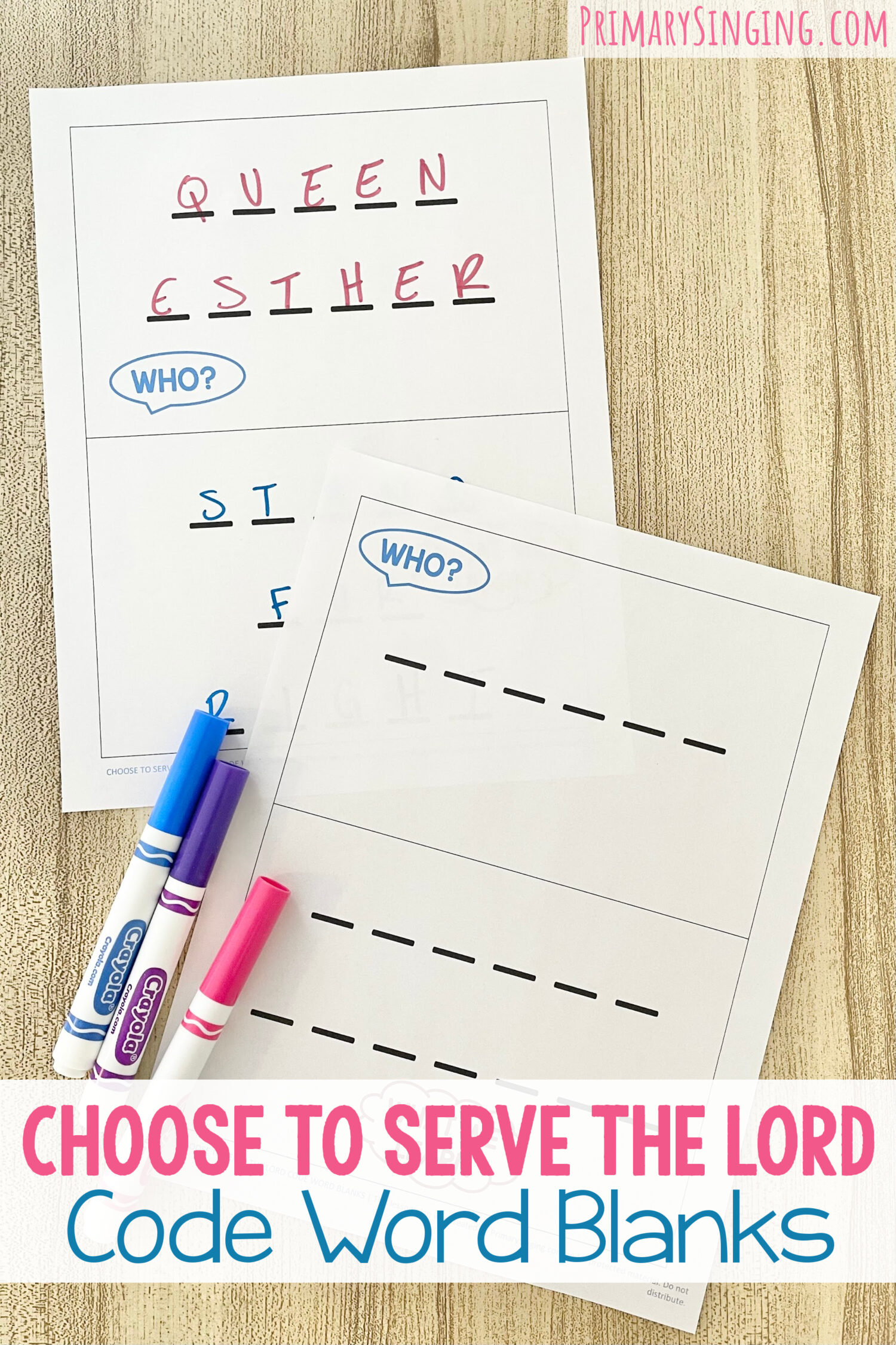 Choose to Serve the Lord Code Word Blanks 1 Choose to Serve the Lord Code Word Blanks - Fill in each missing letter to reveal code words and phrases from this song with printable song helps for LDS Primary Music Leaders.