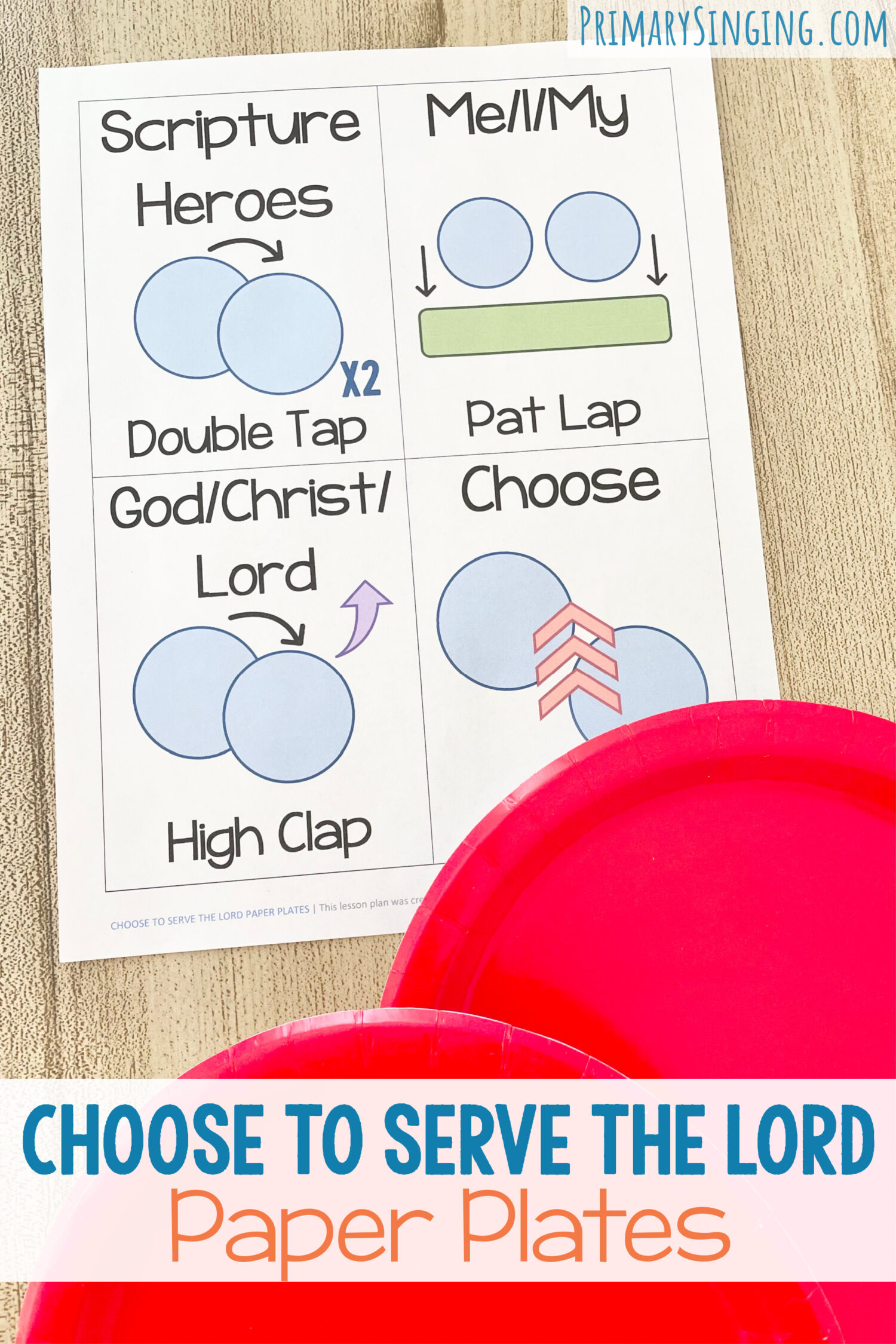 Try this fun Choose to Serve the Lord Paper Plates activity with simple rhythms for key words in this song with printable song helps for LDS Primary Music Leaders.
