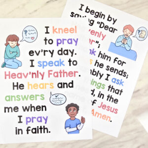 I Pray in Faith Flip Chart printable song visuals aids and helps for LDS Primary music leaders teaching this Primary Song. Includes printable illustrations song chart with lyrics to easily teach this song!