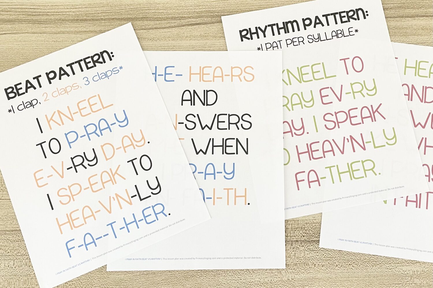 I Pray in Faith Speech Bubbles 9 I Pray in Faith Beat VS Rhythm - Compare beat and rhythm using body percussion for a neat way to review this Come Follow Me Old Testament primary song with printable song helps for LDS Primary Music Leaders and families.