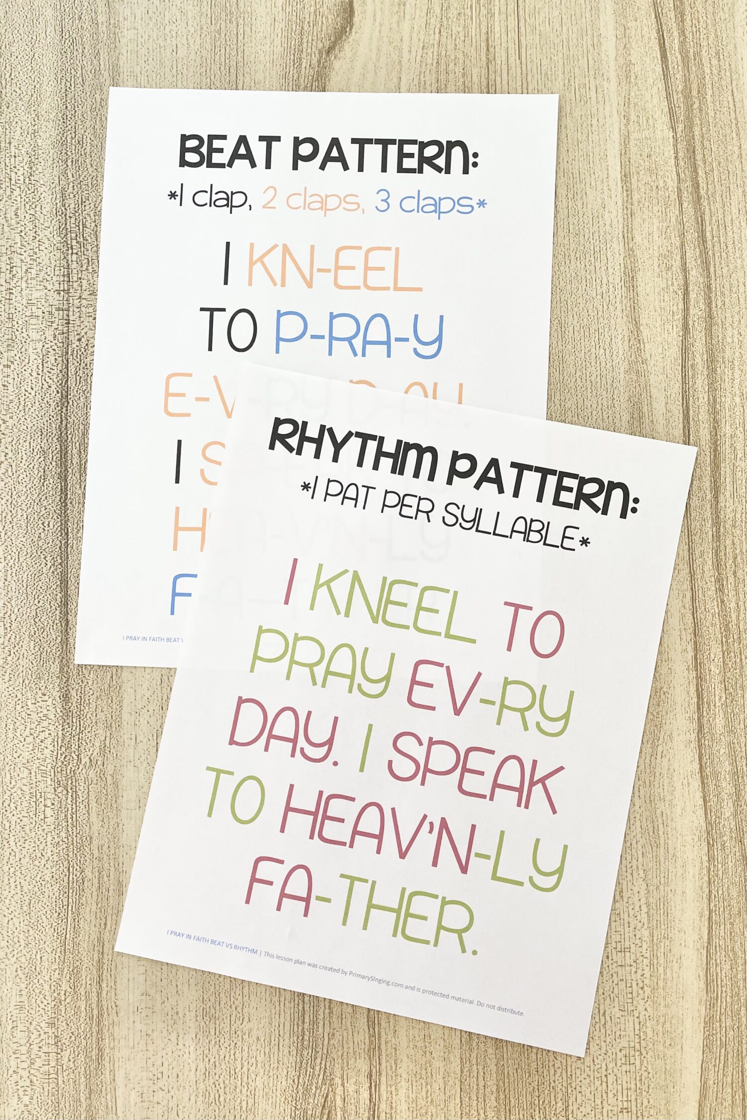 I Pray in Faith Beat VS Rhythm - Compare beat and rhythm using body percussion for a neat way to review this Come Follow Me Old Testament primary song with printable song helps for LDS Primary Music Leaders and families.