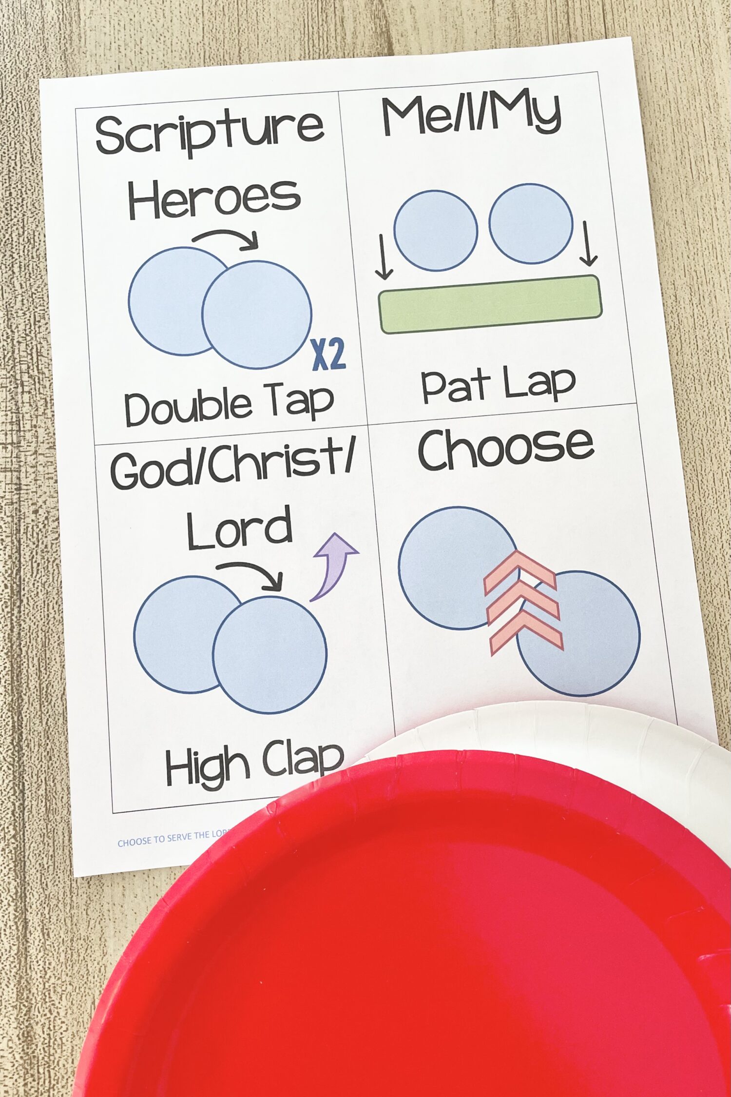 Try this fun Choose to Serve the Lord Paper Plates activity with simple rhythms for key words in this song with printable song helps for LDS Primary Music Leaders.