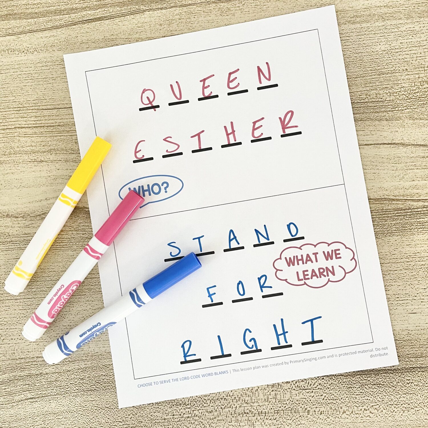 Choose to Serve the Lord Code Word Blanks 4 Choose to Serve the Lord Code Word Blanks - Fill in each missing letter to reveal code words and phrases from this song with printable song helps for LDS Primary Music Leaders.