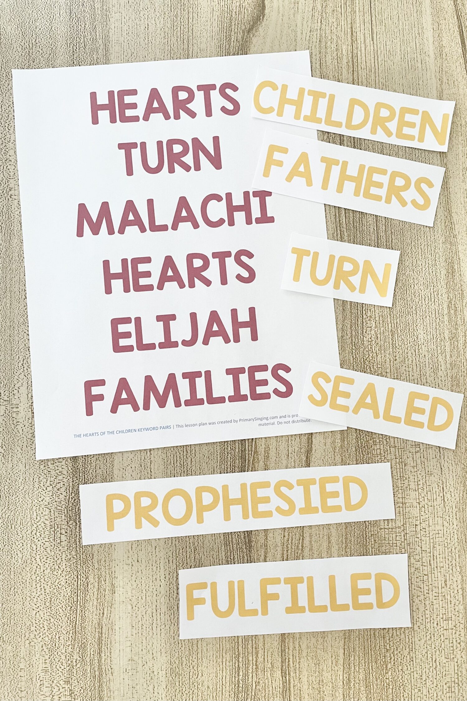 The Hearts of the Children Keyword Pairs - Rearrange keyword from this song in the correct order for a fun way to review this Come Follow Me Old Testament song for LDS Primary Music Leaders.