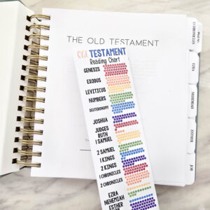 Old Testament Reading Bookmark - Track your reading progress with this colorful and black and white printable bookmark for Come Follow Me study of the Old Testament this year! Printable helps for LDS Primary Music Leaders for singing Time and families.