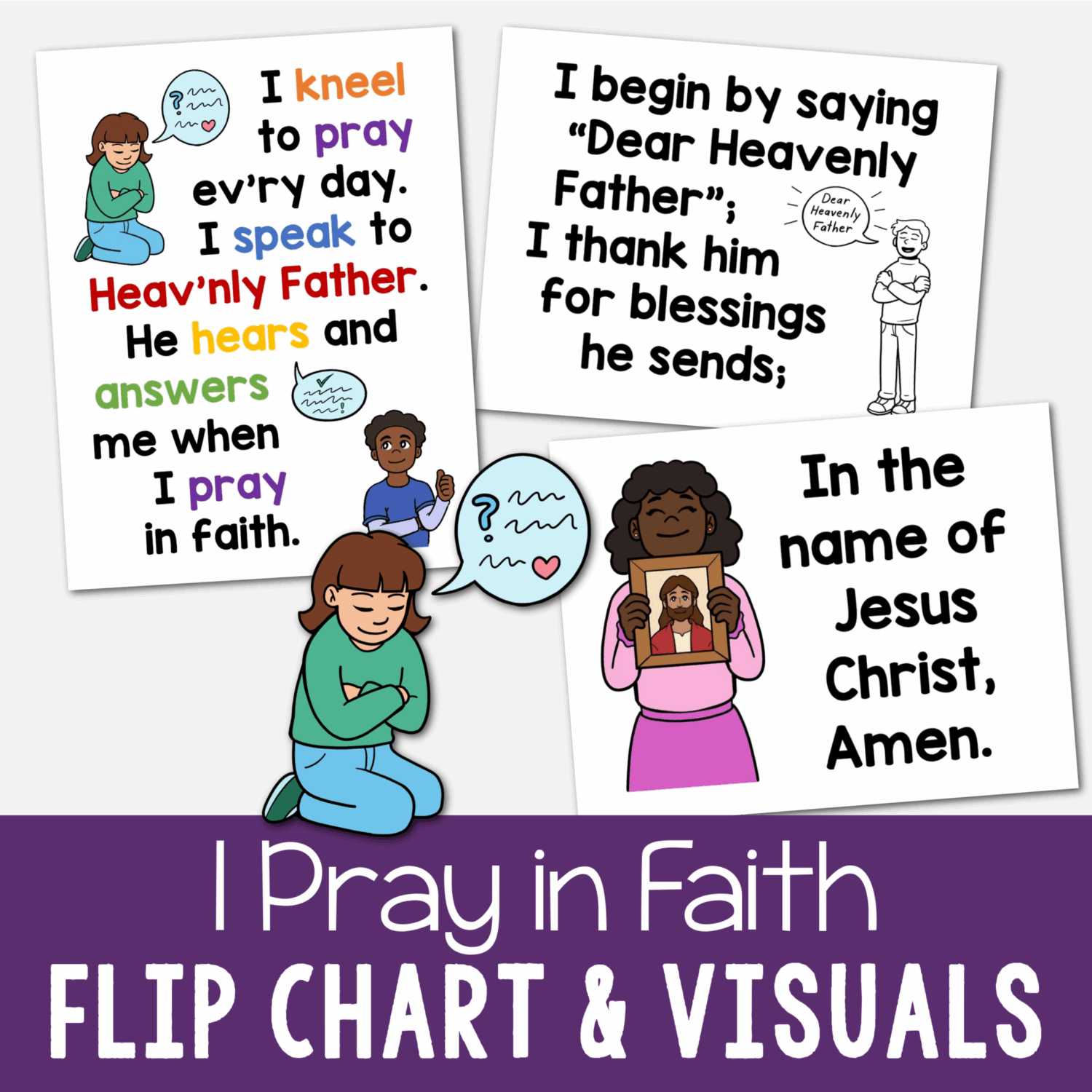 I Pray in Faith Flip Chart & Lyrics 6 I Pray in Faith Flip Chart printable song visuals aids and helps for LDS Primary music leaders teaching this Primary Song. Includes printable illustrations song chart with lyrics to easily teach this song!