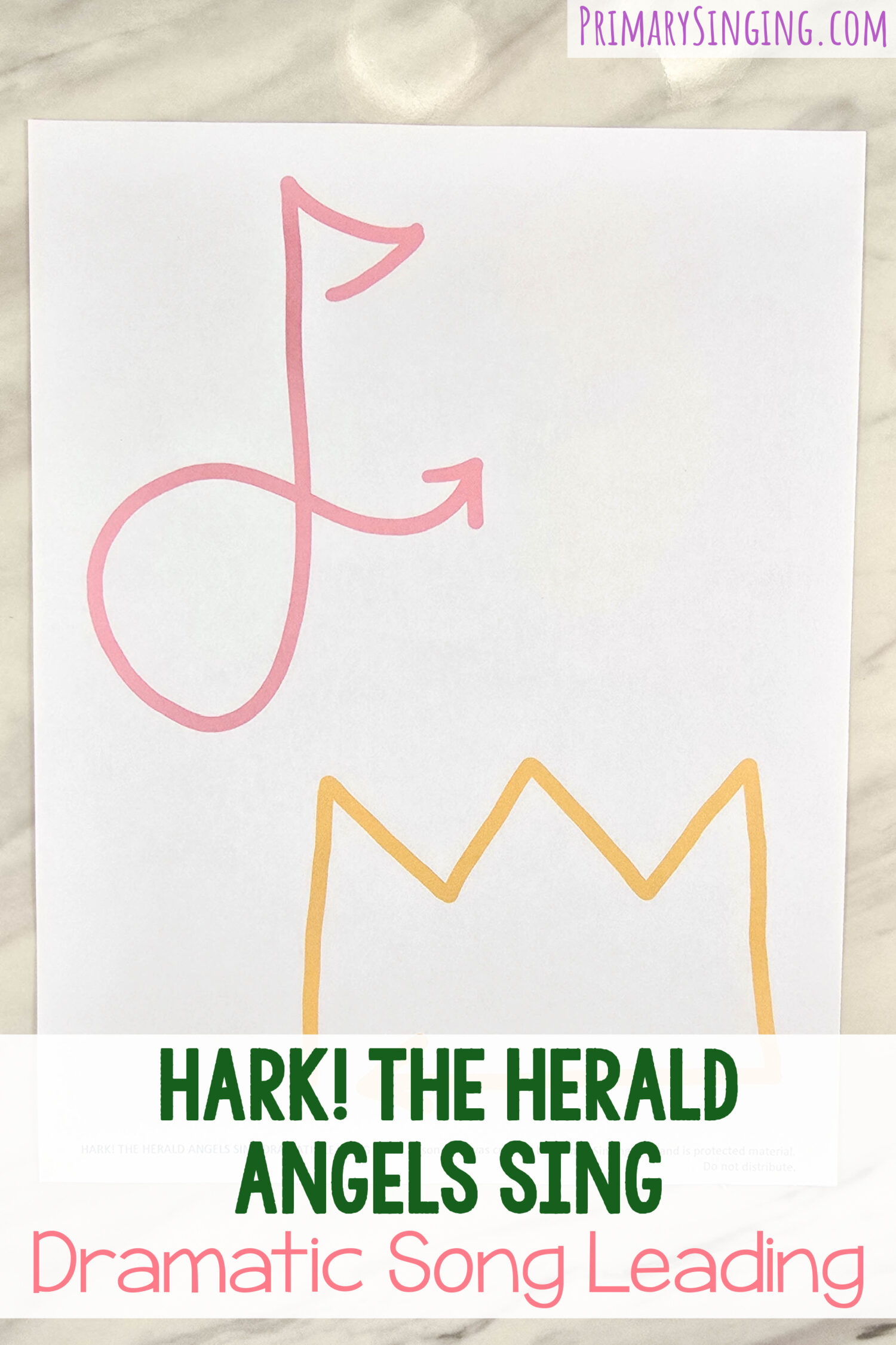 Hark the Herald Angels Sing Dramatic Song Leading singing time idea to add in fun movement as you lead the song like a music conductor with these symbols that represent the lyrics for added meaning! Printable song helps and a lesson plan for LDS Primary music leaders teaching this fun Christmas hymn.