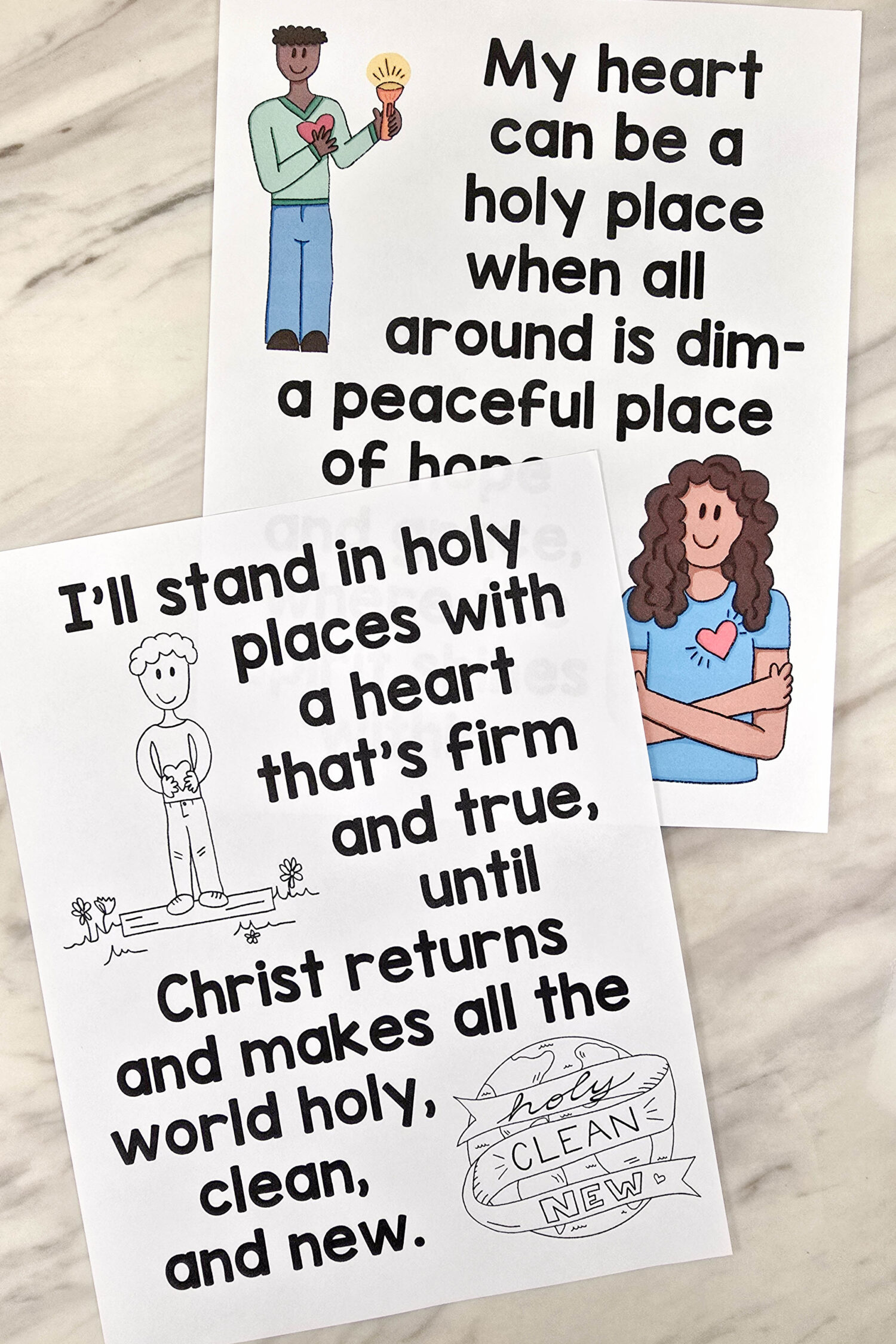 Holy Places illustrated flip chart - Use this adorable song chart with visuals to help you teach the song lyrics to Holy Places quickly and easily! Includes horizontal and vertical flip charts, color and black and white, condensed and expanded print options to fit your Primary's unique needs for Singing Time! Printable song helps for LDS Primary Music leaders.