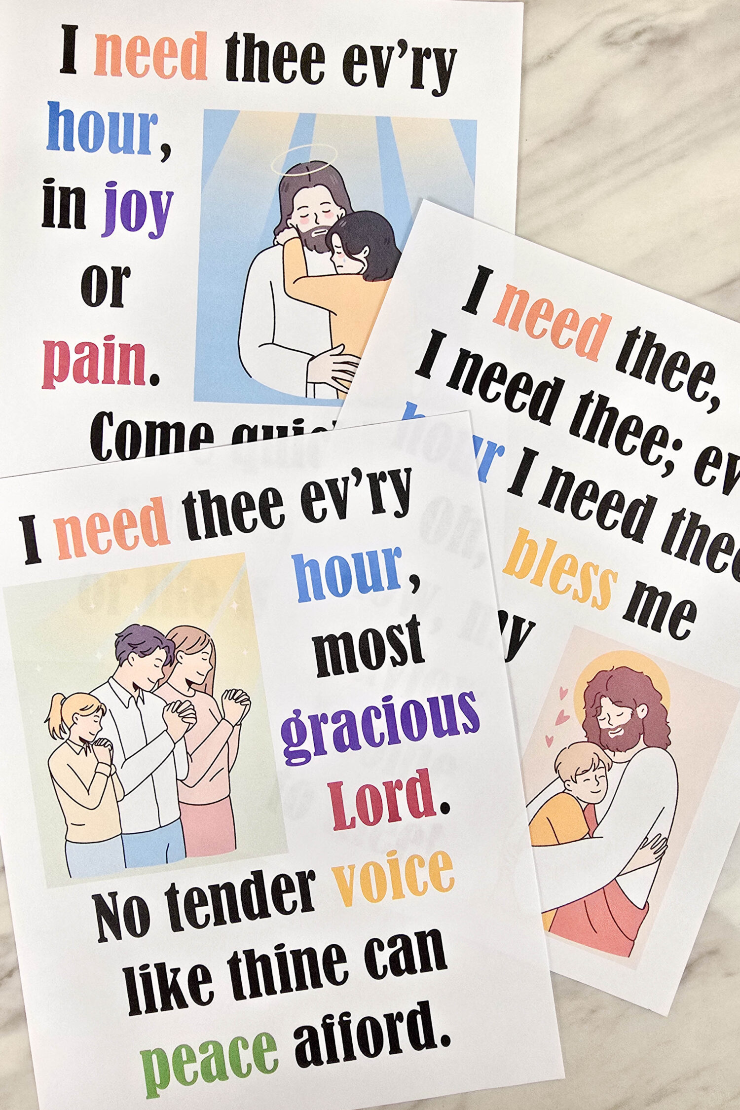I Need Thee Every Hour Flip Chart & Lyrics 4 I Need Thee Every Hour Flip Chart helpful printable song chart with lyrics and illustrations