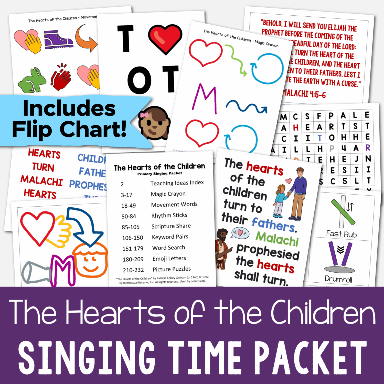 14 The Hearts of the Children Singing Time Ideas 2 The Hearts of the Children Singing Time ideas teaching packet includes 8 fun ways to teach this song using different learning styles! Including a custom illustrated flip chart, magic crayon, movement words, rhythm sticks, keyword pairs, word search, picture puzzles, and more lesson plans. Printable song helps for LDS Primary music leaders.