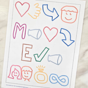 The Hearts of the Children Picture Puzzle singing time activity for LDS primary music leaders teaching this Old Testament Primary song! Your visual and logic learners will love to decode the simple icons for each keyword in this printable lesson plan.