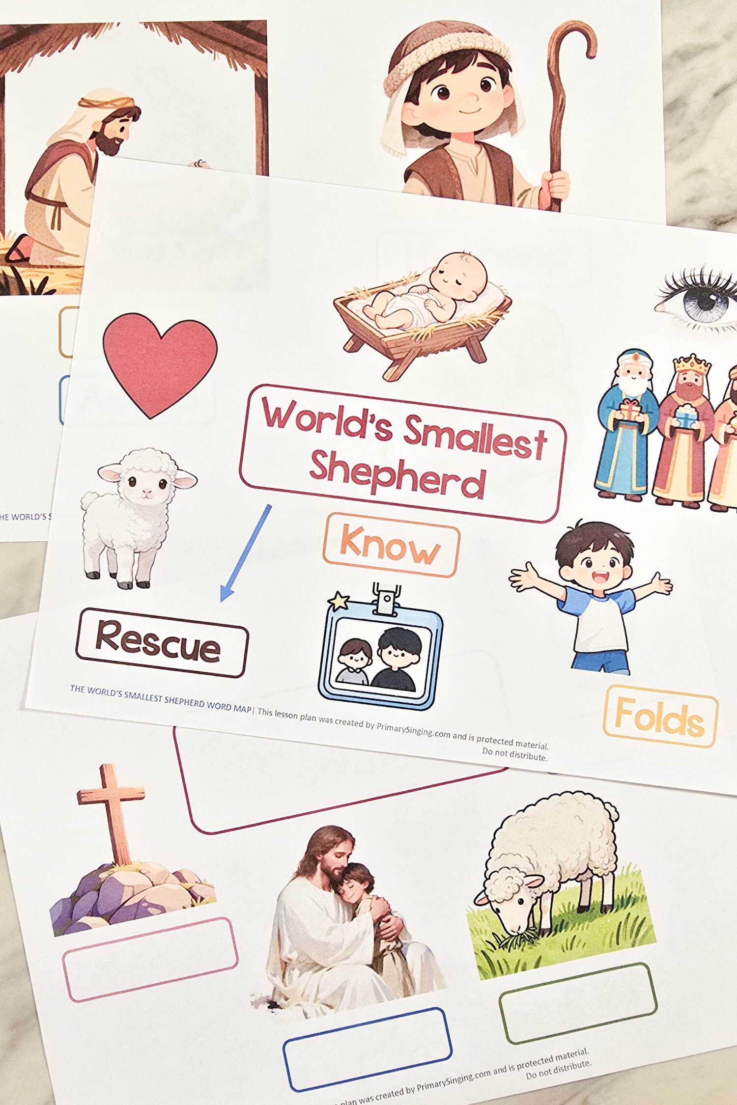The World's Smallest Shepherd Word Map - Connect visually with this song by piecing together words and pictures to create a word map. Includes printable song helps for LDS Primary Music Leaders.