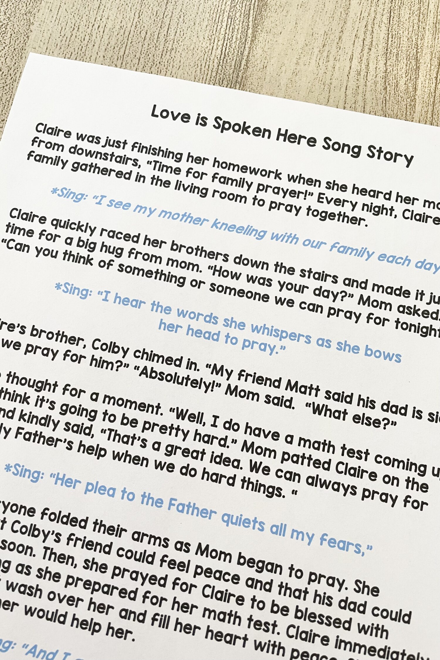 Love is Spoken Here Song Story 3 Love is Spoken Here Song Story - Share a sweet story and weave each line of the song within the story for a neat introduction activity for LDS Primary Music Leaders teaching this primary song.