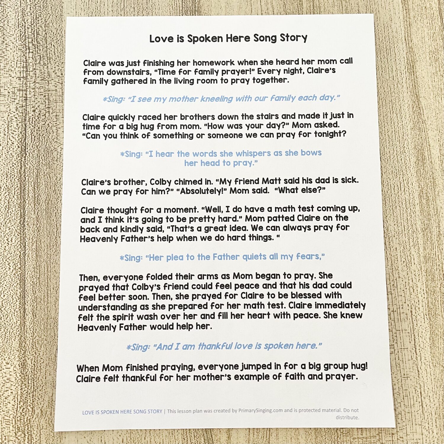 Love is Spoken Here Song Story 4 Love is Spoken Here Song Story - Share a sweet story and weave each line of the song within the story for a neat introduction activity for LDS Primary Music Leaders teaching this primary song.