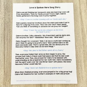 Love is Spoken Here Song Story - Share a sweet story and weave each line of the song within the story for a neat introduction activity for LDS Primary Music Leaders teaching this primary song.