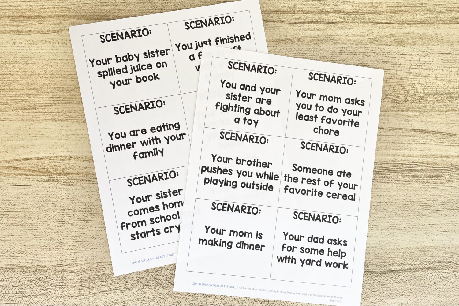 Love is Spoken Here Act it Out 6 Love is Spoken Here Act it Out - Act out different scenarios and discuss loving ways to respond to situations at home as you review this primary song with printable song helps for LDS Primary Music Leaders.