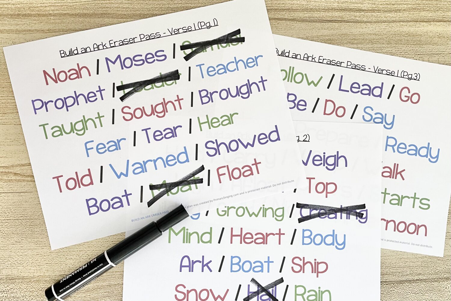 Build an Ark Paper Plates 10 Build an Ark Eraser Pass - Focus on the lyrics and cross out incorrect lyrics for a fun way to review this Old Testament song in primary. Includes printable song helps for LDS Primary Music Leaders.