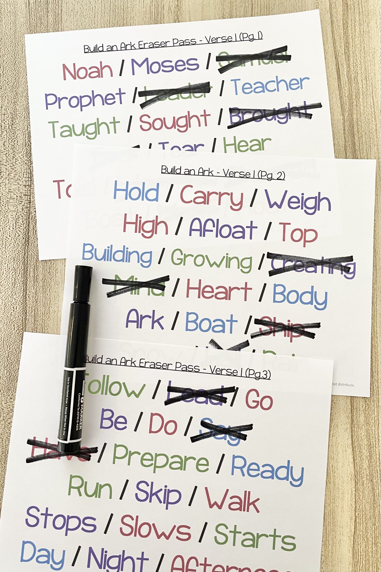 Build an Ark Eraser Pass 2 Build an Ark Eraser Pass - Focus on the lyrics and cross out incorrect lyrics for a fun way to review this Old Testament song in primary. Includes printable song helps for LDS Primary Music Leaders.