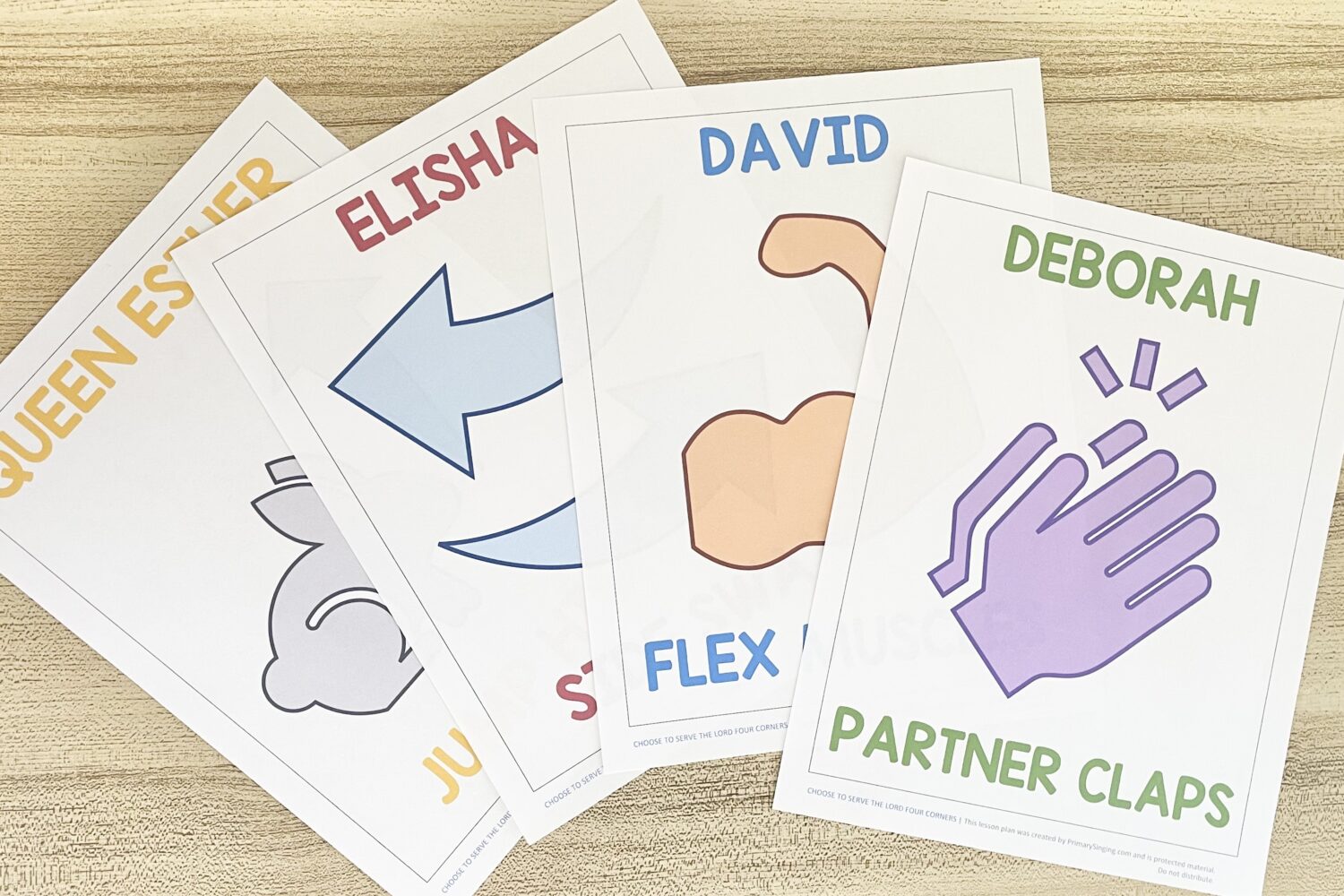 Choose to Serve the Lord Four Corners 8 Choose to Serve the Lord Four Corners - Rotate through each scripture hero and try a fun action for each as you review this Old Testament primary song! Includes printable song helps for LDS Primary Music Leaders.