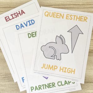 Choose to Serve the Lord Four Corners - Rotate through each scripture hero and try a fun action for each as you review this Old Testament primary song! Includes printable song helps for LDS Primary Music Leaders.