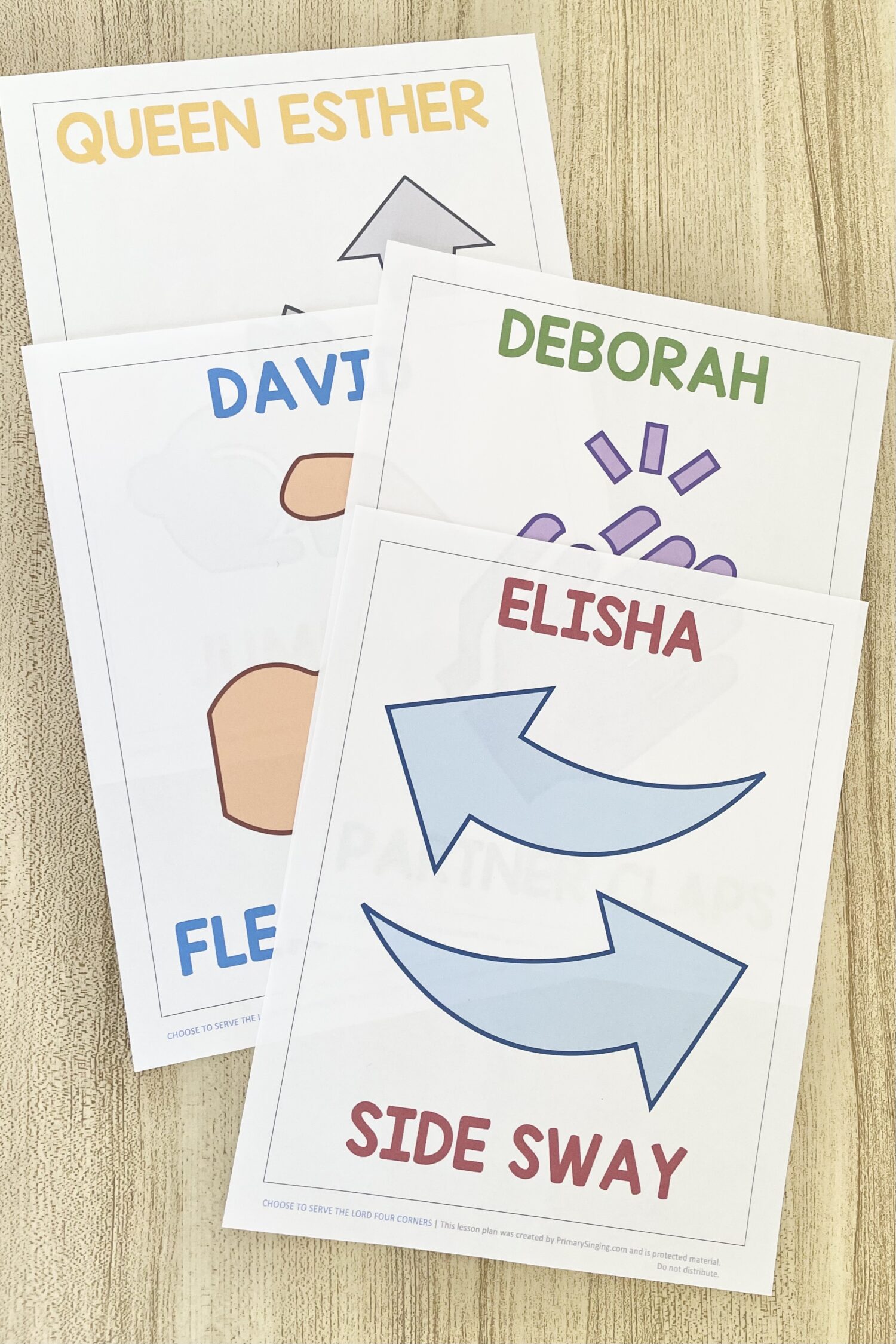 Choose to Serve the Lord Four Corners 6 Choose to Serve the Lord Four Corners - Rotate through each scripture hero and try a fun action for each as you review this Old Testament primary song! Includes printable song helps for LDS Primary Music Leaders.