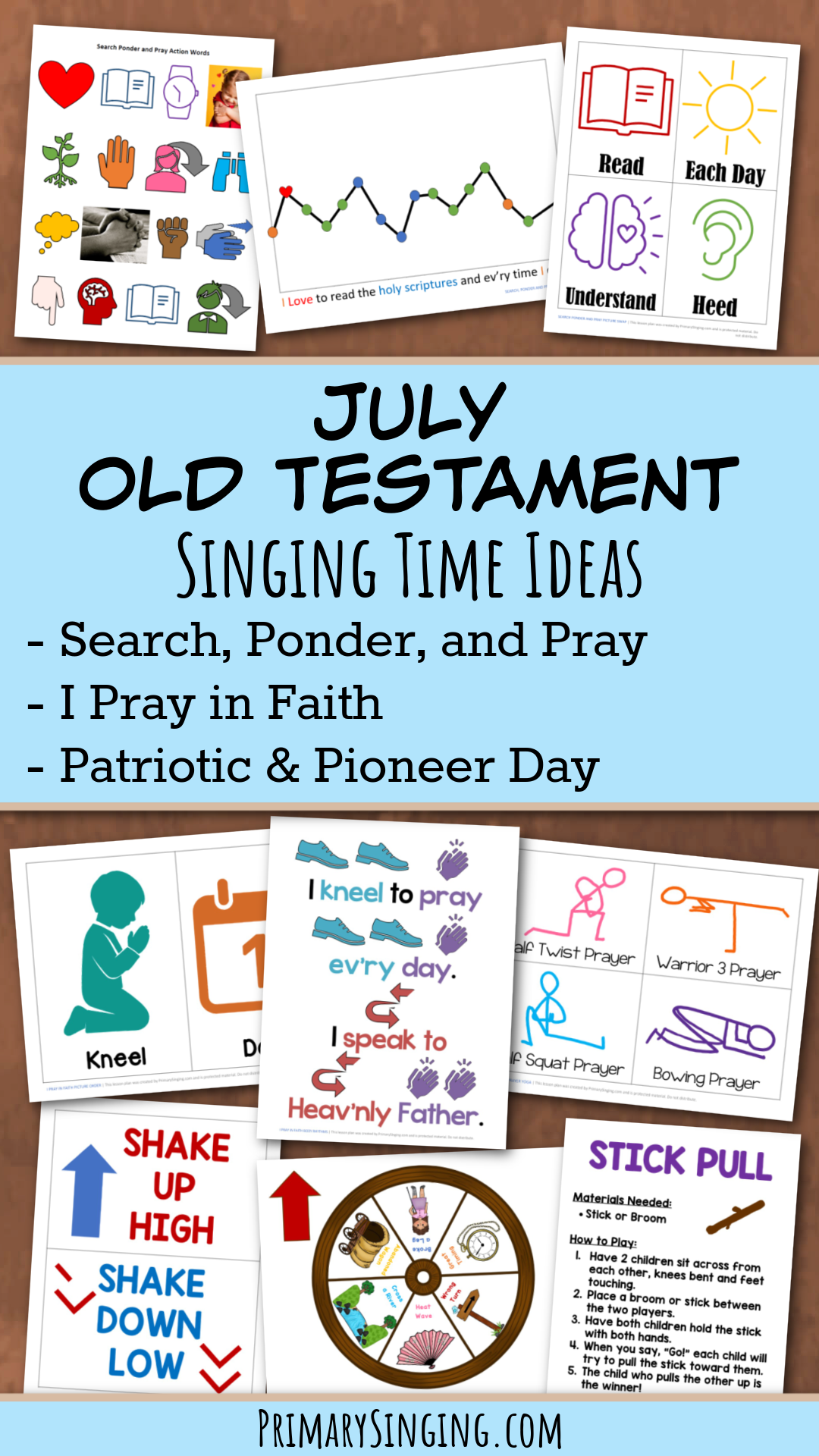 July Old Testament Primary Songs List 1 Old Testament July Singing Time Monthly Song List - Teaching Ideas and lesson plans for Search Ponder and Pray and I Pray in Faith