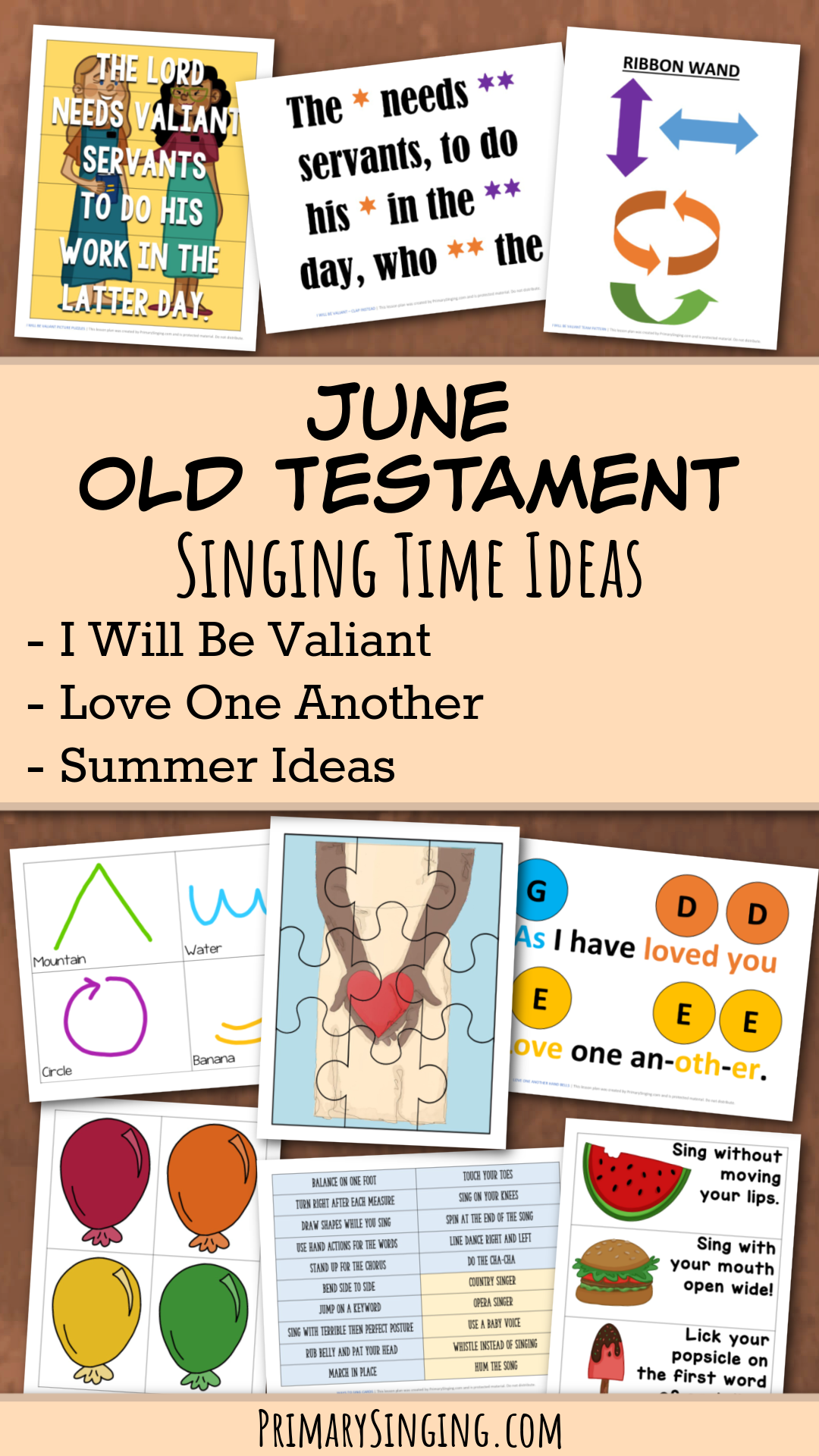 Old Testament June Singing Time Monthly Song List - Teaching Ideas and lesson plans for I Will Be Valiant and Love One Another