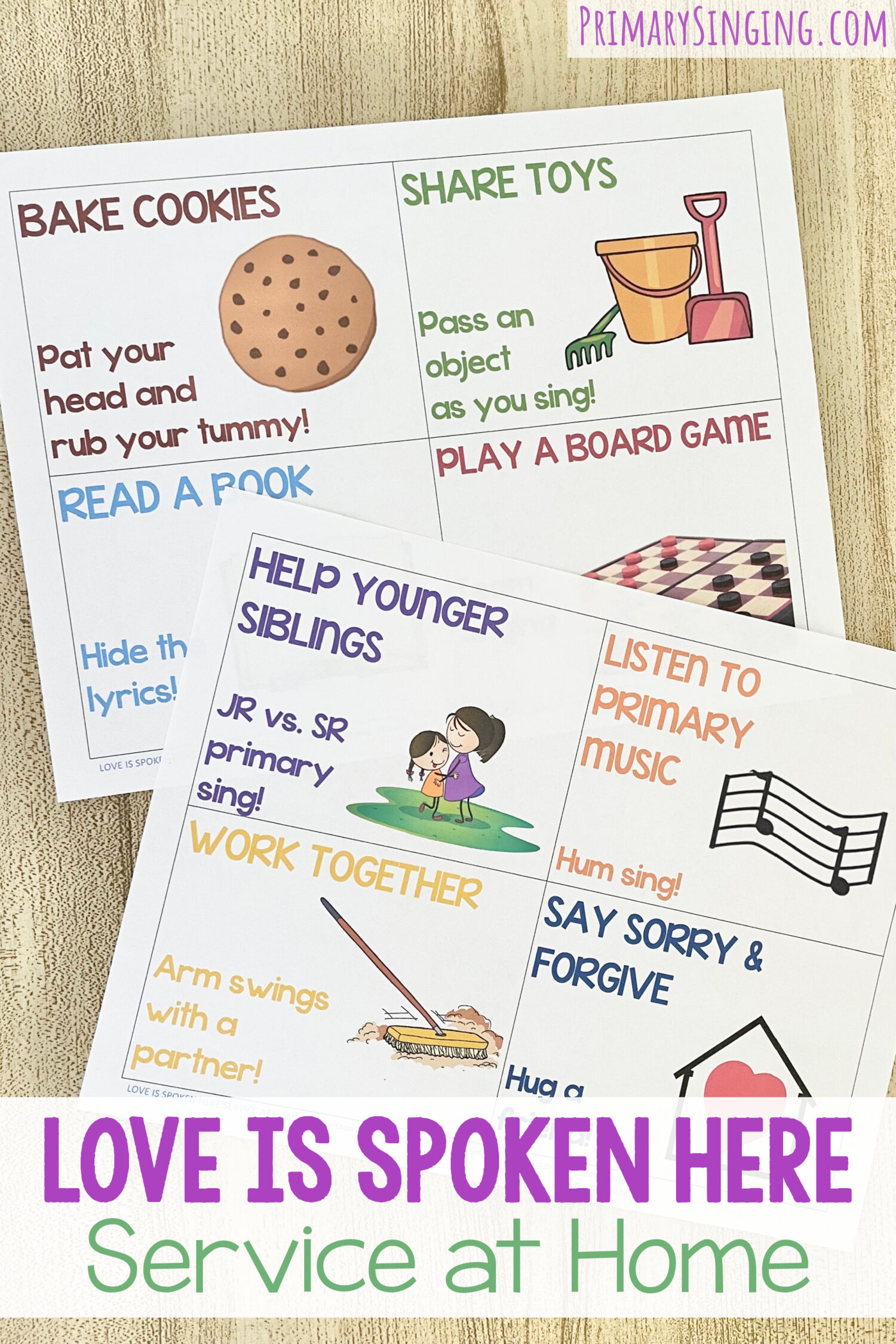 Love is Spoken Here Service at Home 1 Love is Spoken Here Service at Home - Learn different ways to serve at home and try a silly way to sing for a fun way to review this song with printable song helps for LDS Primary Music Leaders and families.