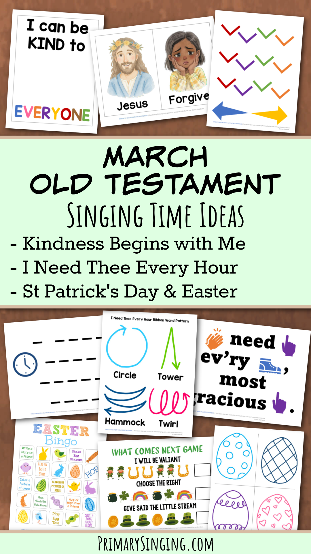 March Old Testament Primary Songs List 1 Old Testament March Singing Time Monthly Song List - Teaching Ideas and lesson plans for Kindness Begins with Me and I Need Thee Every Hour