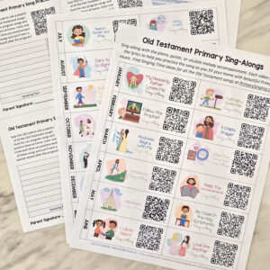 Old Testament QR Playlist - Use or share this easy to utilize playlist cheatsheet with quick links to all the sing-along videos for this year to help you teach the Old Testament Come Follow Me songs in Primary! Great printable resource for Singing Time for LDS Primary Music Leaders and Primary Presdiency.