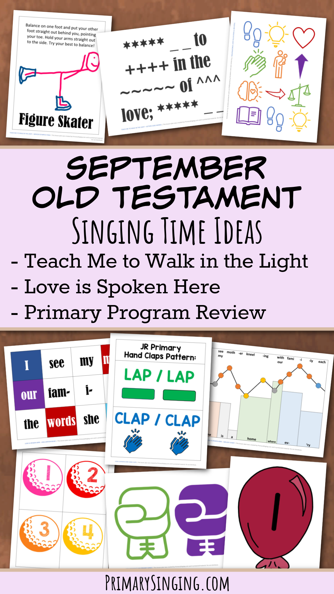 Old Testament September Singing Time Monthly Song List - Teaching Ideas and lesson plans for Teach Me to Walk in the Light and Love is Spoken Here