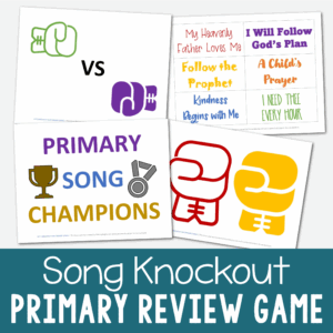 Shop Song Knockout Primary Program Review Game - Use this fun game in Singing Time to put your songs head-to-head and battle them out as you rank your songs and add in lots of singing repetition in preparation for the Primary program!