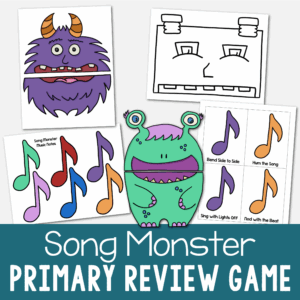 Shop Song Monster Review Game - Feed your song monster your song lyrics as you practice and review the song or feed him a themed way to sing as you review your song or a selection of songs of your choice. Fun way to review a single song during Singing Time or review a mix of your Primary Program songs! Printable song helps for LDS Primary Music Leaders.