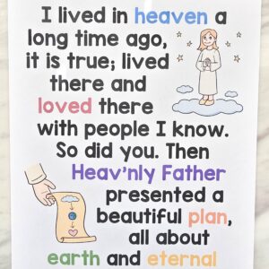 I Lived in Heaven Flip Chart printable song visuals aids and helps for LDS Primary music leaders teaching this Primary song. Includes printable illustrations song chart with lyrics to easily teach this song!