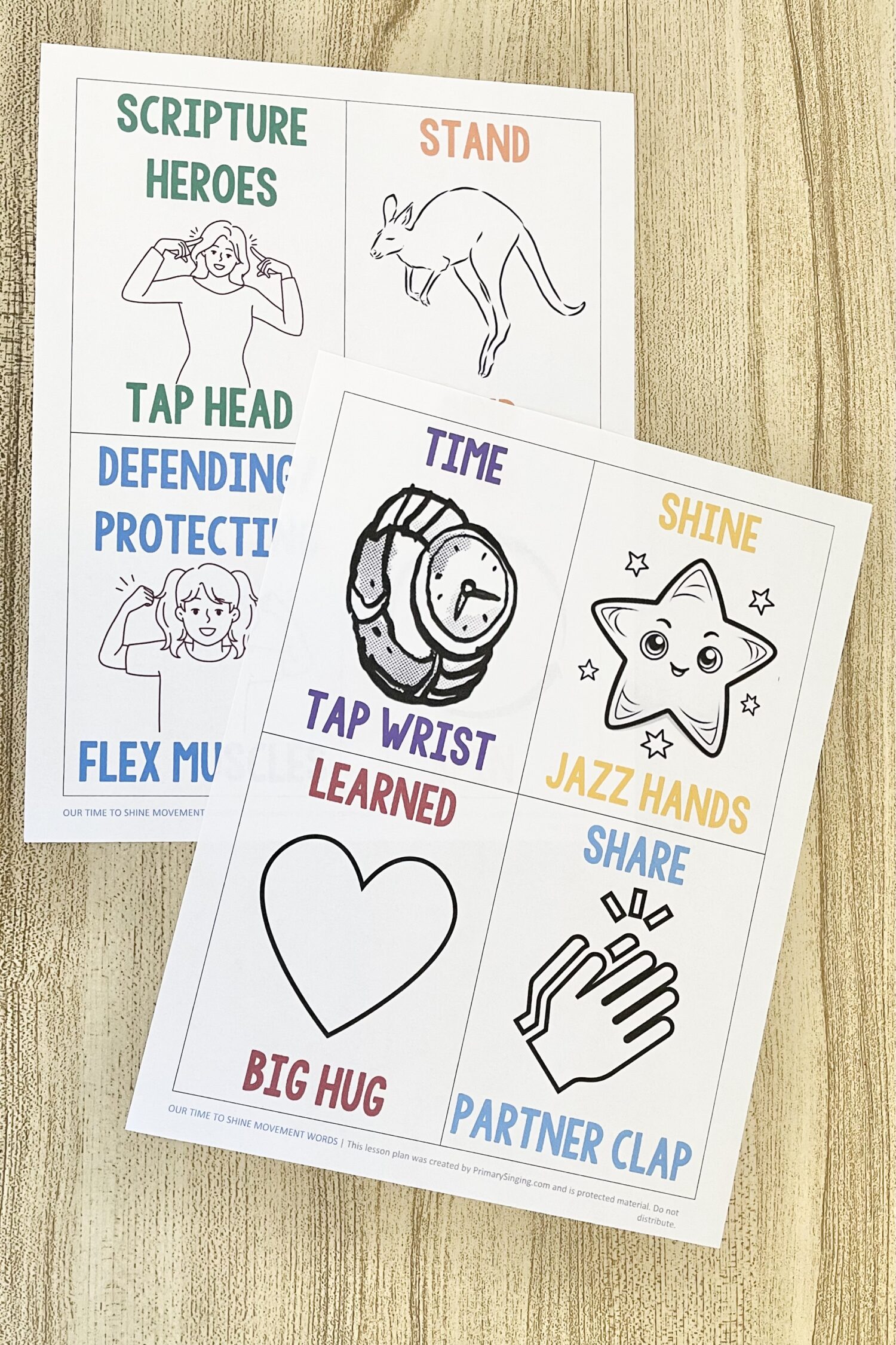 Our Time to Shine Movement Words 5 Our Time to Shine Movement Words - Have some fun trying these movements that pair with keywords throughout this primary song! Includes printable movement word cards for LDS Primary Music Leaders and families.