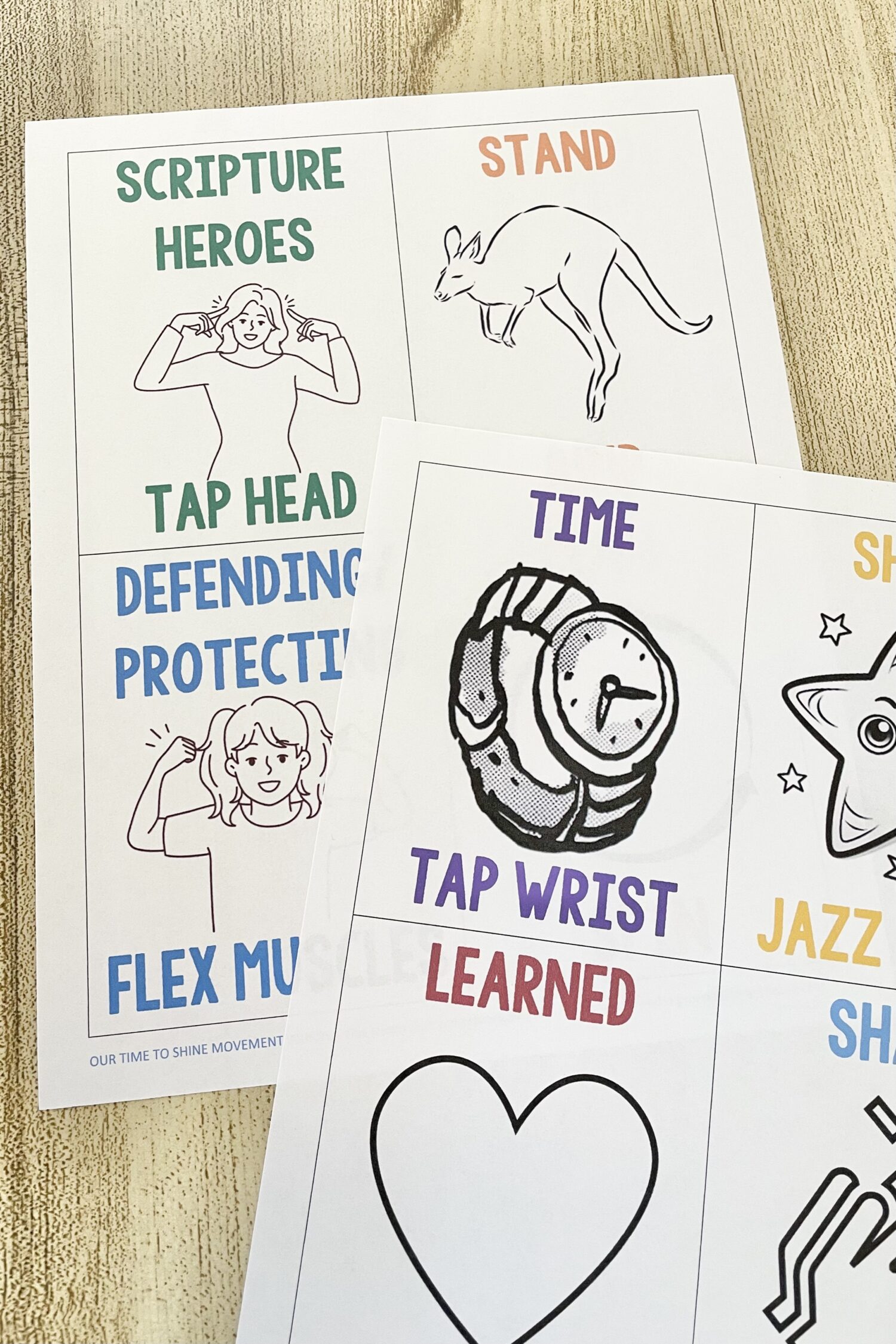 Our Time to Shine Movement Words 2 Our Time to Shine Movement Words - Have some fun trying these movements that pair with keywords throughout this primary song! Includes printable movement word cards for LDS Primary Music Leaders and families.