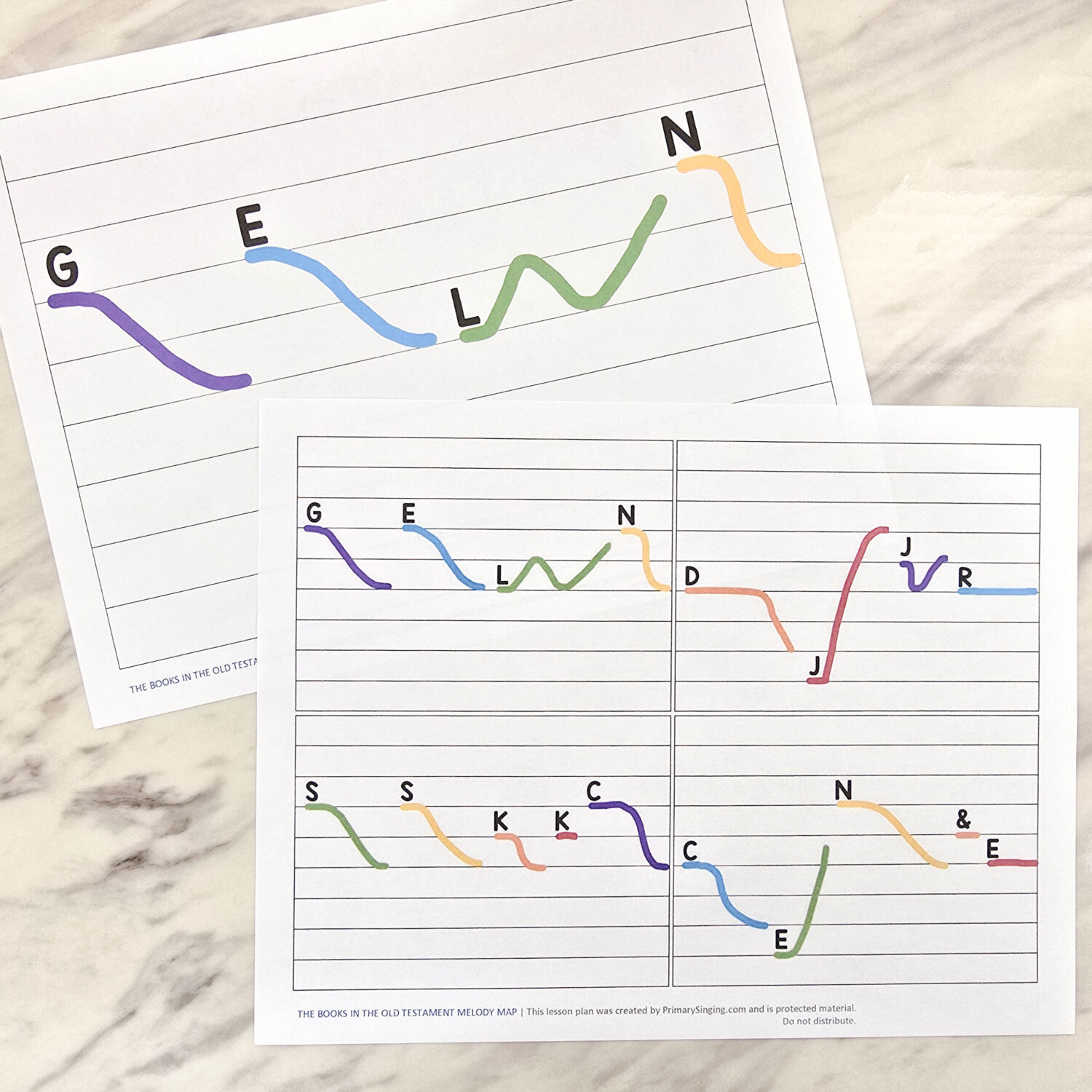 The Books in the Old Testament Melody Map - Use this fun singing time idea to help teach the order of the Books in the Old Testament as you sing through this fun Primary song! Includes printable song helps for LDS Primary Music Leaders.