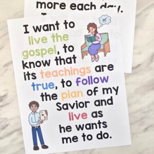 I Want to Live the Gospel Flip Chart for singing time - Custom illustrated song chart for LDS Primary music leaders featuring the new updated lyrics!