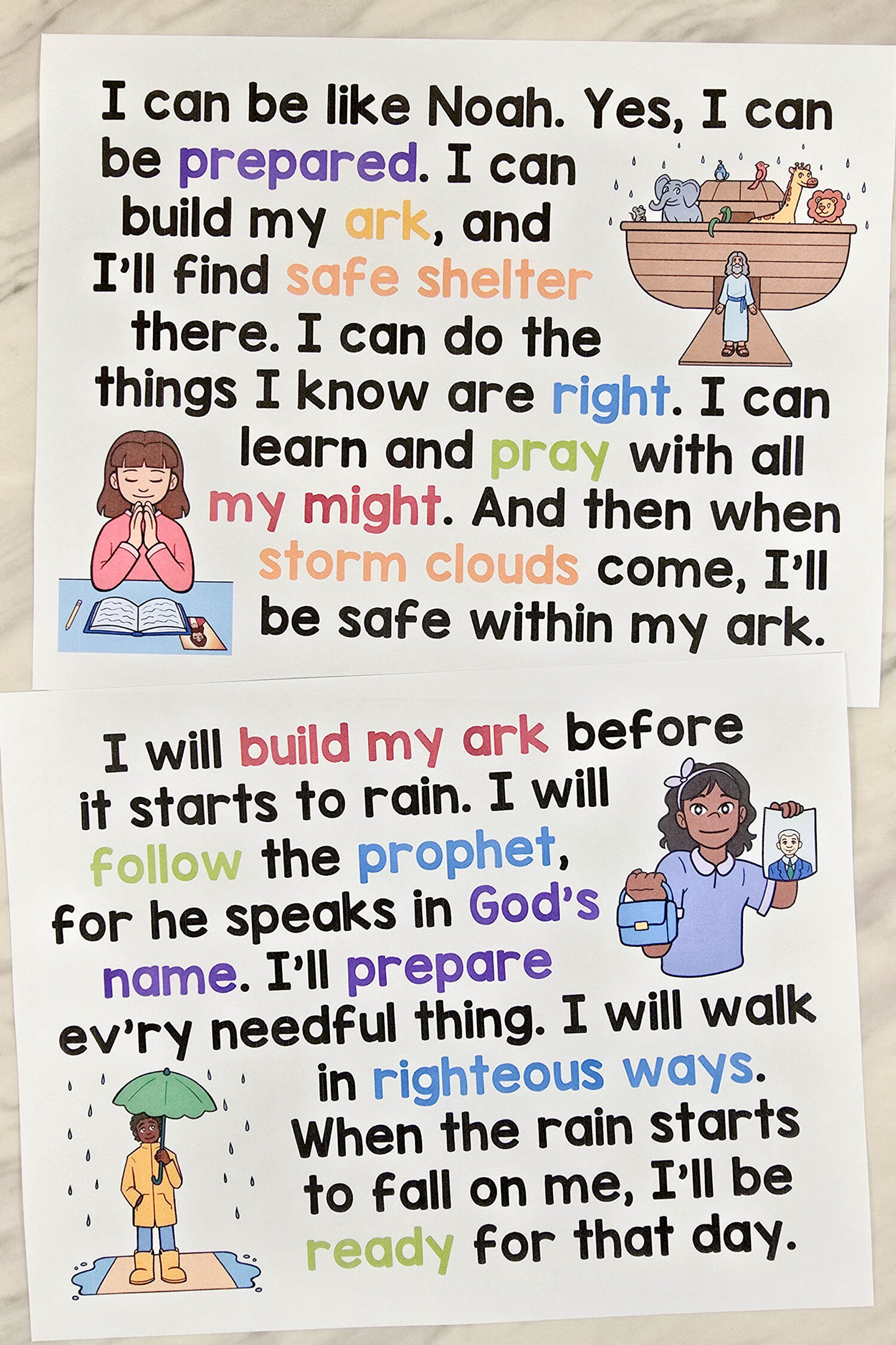 Build an Ark Flip Chart for Singing Time - Printable song chart with lyrics and illustrations to help teach this song for LDS Primary Music Leaders!