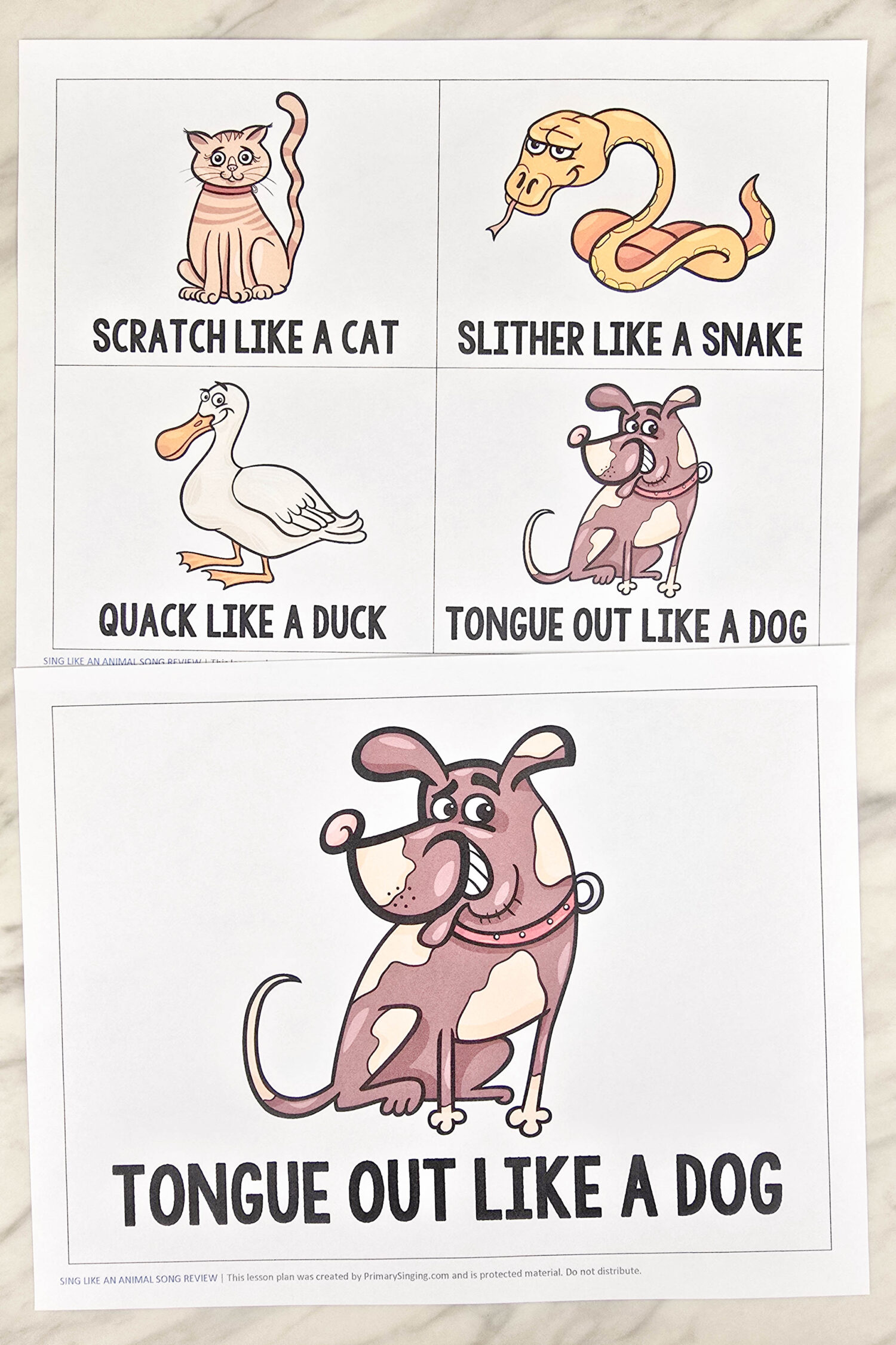 Sing Like an Animal Review Game - Use this fun game in Singing Time to review a song of your choice or a mix of songs. Pick an animal card and sing with their fun and silly ways to sing! Lesson plan and printable song helps for LDS Primary Music Leaders.